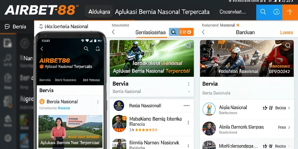 Antarmuka aplikasi AIRBET88 menampilkan berita nasional terkini.