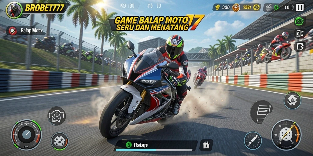 Tampilan antarmuka sleek dan energik dalam game Balap Motor.