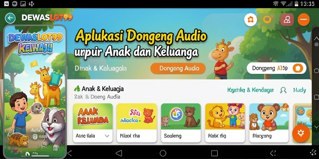 Antarmuka DEWASLOT99 menampilkan pilihan dongeng audio yang menarik dan intuitif.
