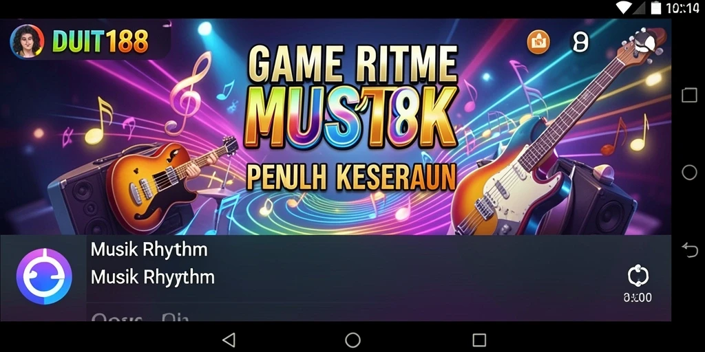 Antarmuka menarik dan penuh warna dalam game Musik Rhythm.