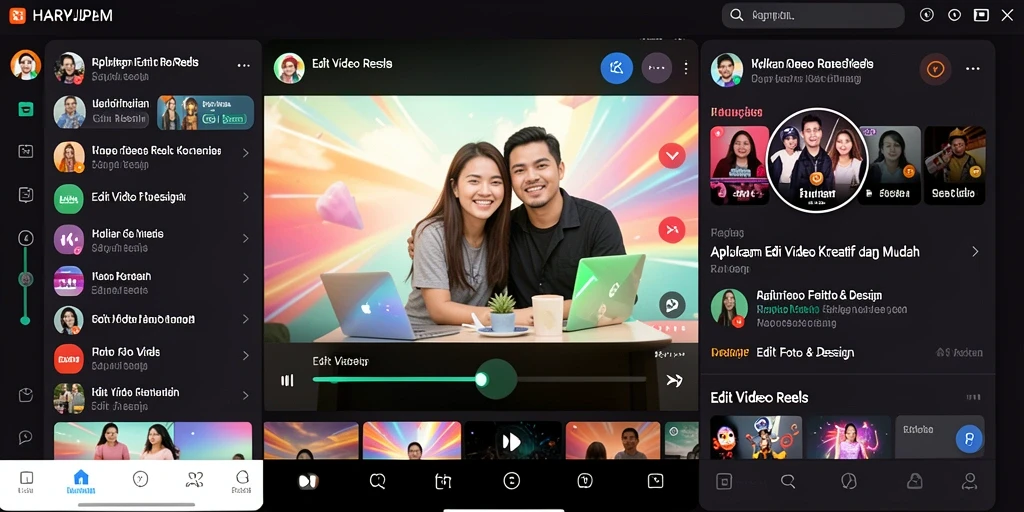 Tampilan antarmuka aplikasi Edit Video Reels HARAPJP yang intuitif.